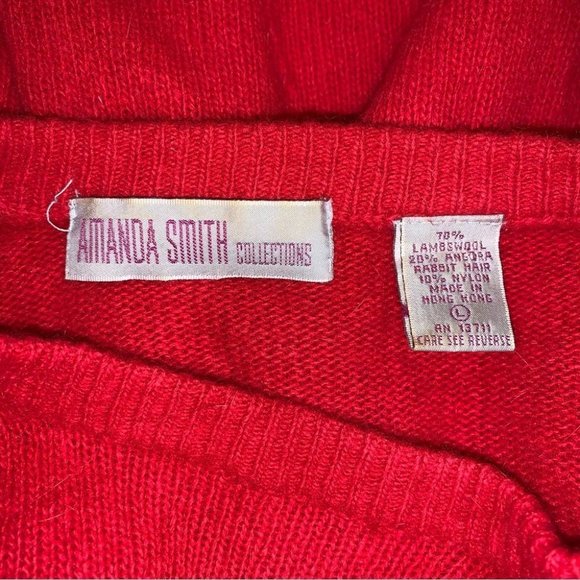 Amanda Smith Vintage Sweater Women’s Size Large Red Lambswool Angora Hair Blend - Picture 6 of 6